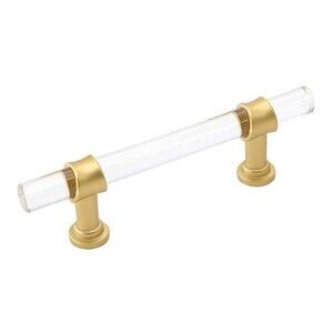 Pack 4 Inch Cabinet Pull Clear Acrylic 4"/102MM Hole Center 10 Matte Gold